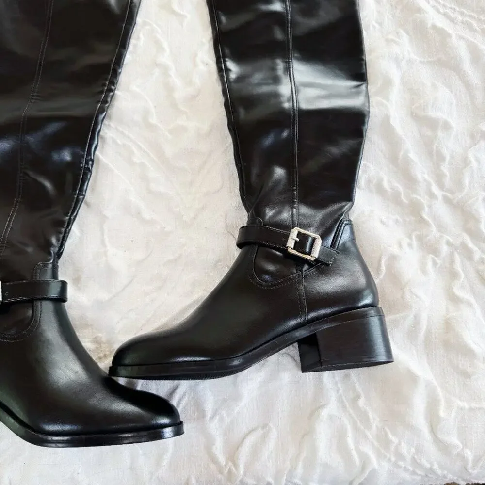 Dolce Vita Elyse Over-The-Knee Buckle Block Heel Boot Size 8 New